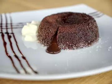 A plate of chocolate lava cake